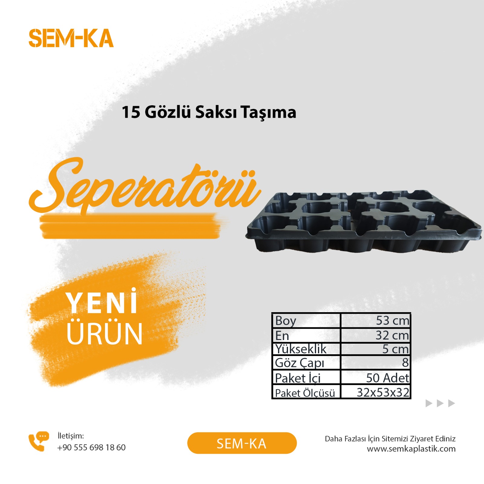 15 Gözlü Saksı Taşıma Seperatörü 15 Gözlü Saksı Taşıma Seperatörü
