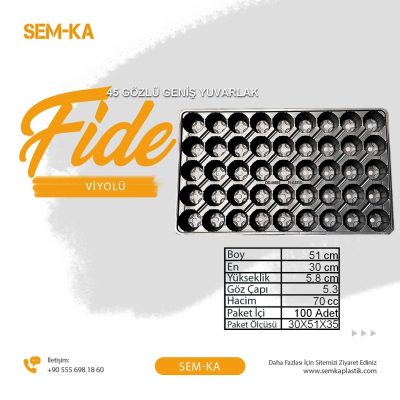 45 Gözlü Geniş Yuvarlak Fidelik
